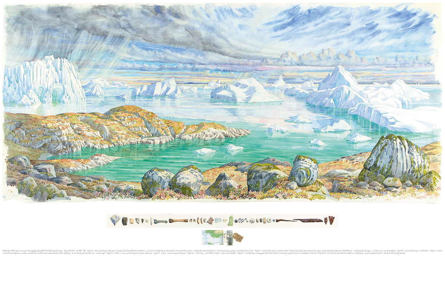 Tony Foster , Ilulissat from 400' above Our Camp at Kingigtoq Looking 220° True SW across the Kangia , 2001