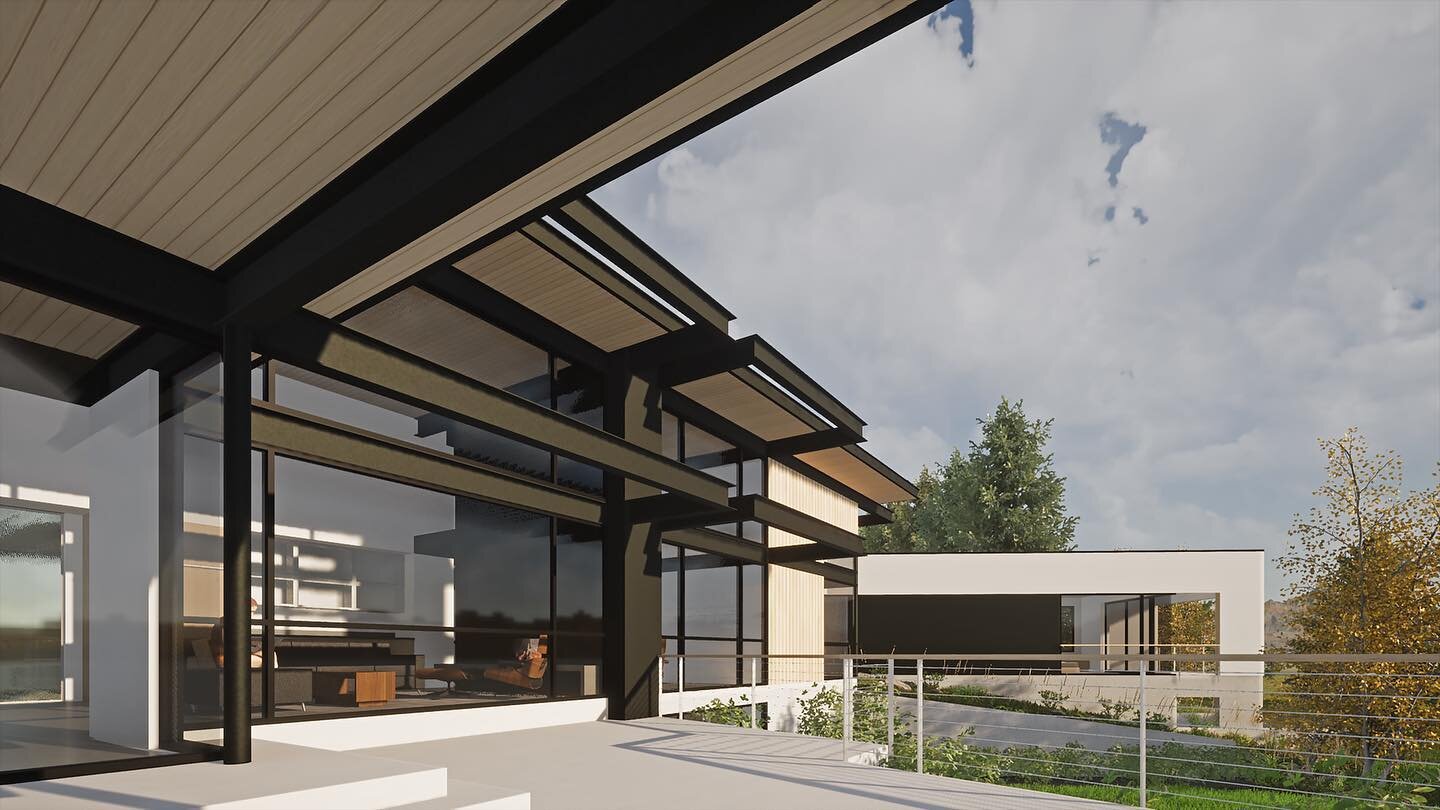 The conceptual design for this modern residential addition &amp; remodel involves removing the roof, rearranging the interior private vs. public spaces, &amp; fully maximizing the connection to the surrounding views. Swipe for before and after. 

#ar
