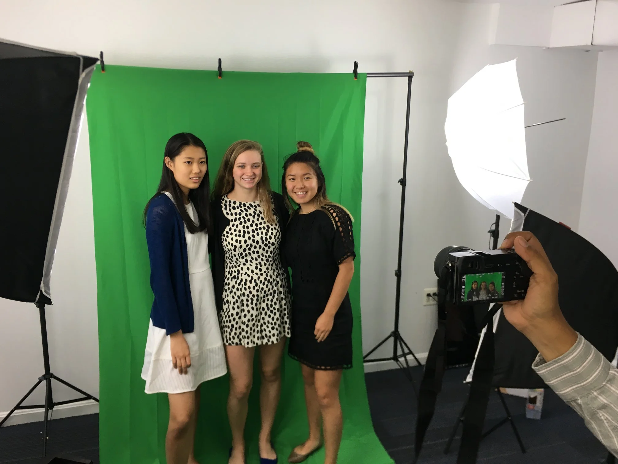 The Madeira School students, Sally Cao, Giovanna Moriarity, and Margaret Needler, during their Spring Internship at Illustrate My Design (IMD) | Spring 2018