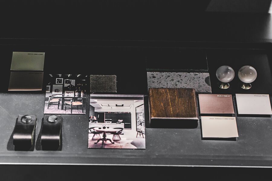 Et av mange inspirerende moodboards som kundene kan fordype seg i. 