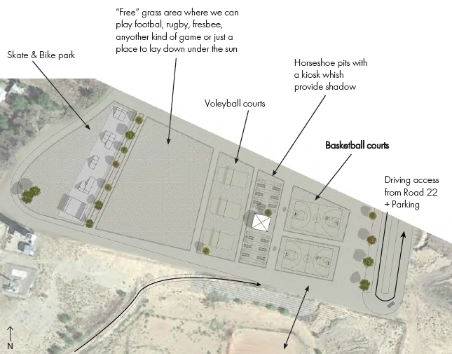  An excerpt of a proposal showing a recreational park site plan on the site 