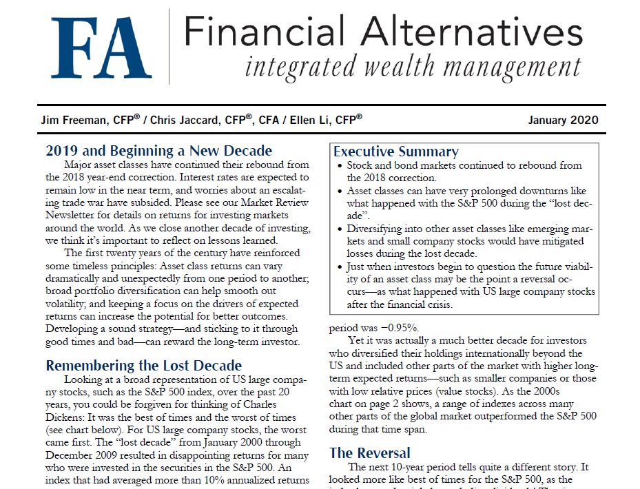 Investing Newsletter - Jan. 2020