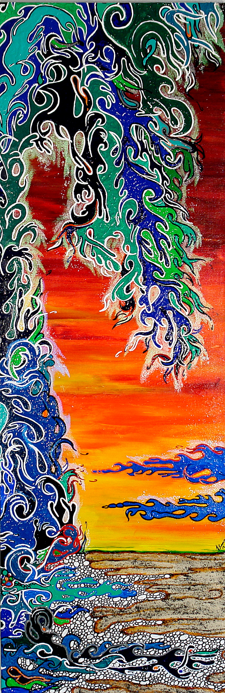 Wave Fire   Acrylic Canvas  1 1/2'' Deep  15'' Wide x 45'' Tall  $2800.00