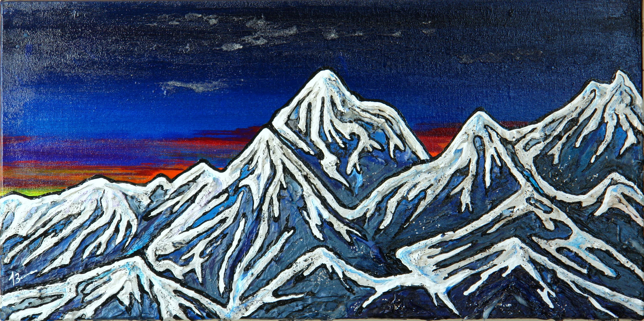 Snowy  Sunset  Acrylic Canvas  1 1/2'' Deep  24'' Wide x 12'' Tall  $650.00
