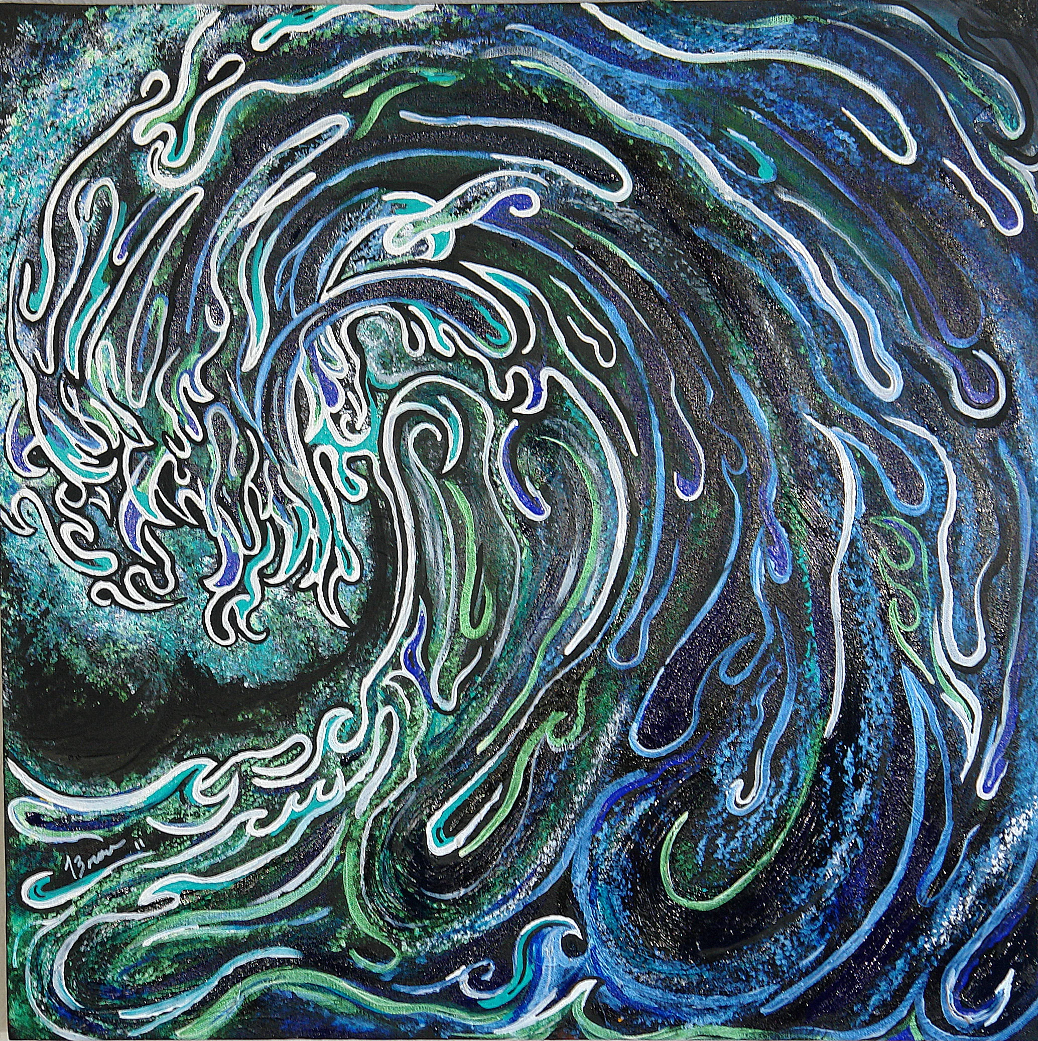 Black Wave  Acrylic Canvas  1 1/2'' Deep  24'' Wide X 24'' Tall  $550.00