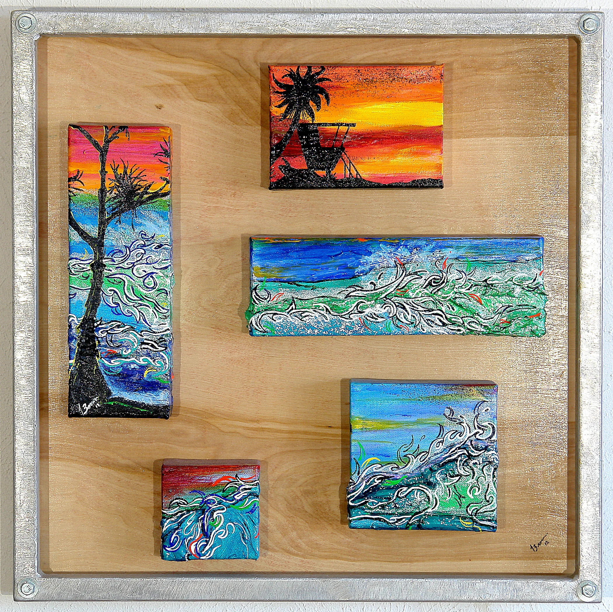 Summer  Acrylic Canvas mounted on wood with brushed 1'' aluminum frame  2 1/4'' Deep  24'' x 24''  $450.00