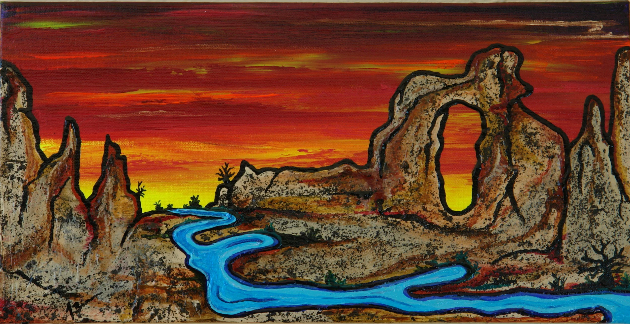 Arch  Acrylic canvas ( angle )  2'' Deep bottom of canvas 3/4'' deep on top  8'' Tall x 16'' Wide  $185.00