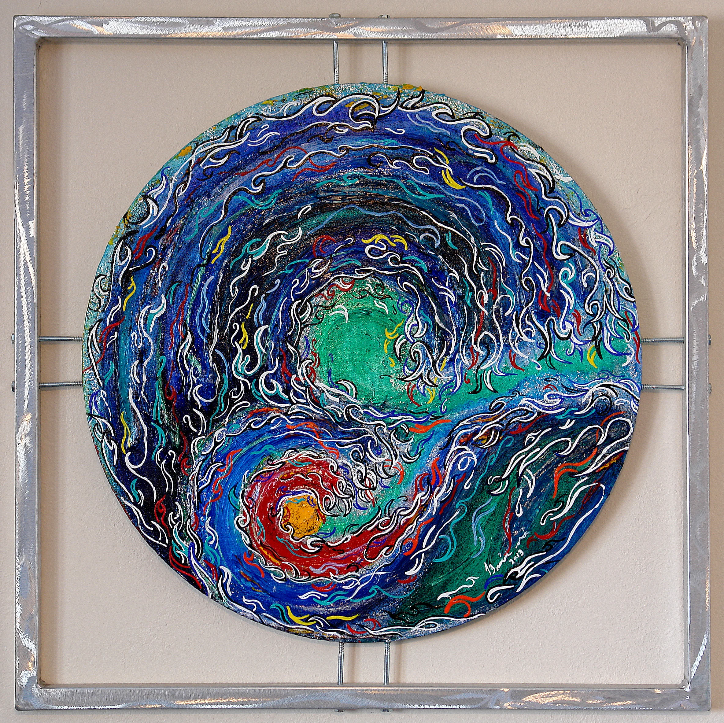 Colorado Waves  Acrylic canvas with 1'' brushed aluminum frame  1'' Deep  29 3/4'' x 29 3/4''  $550.00