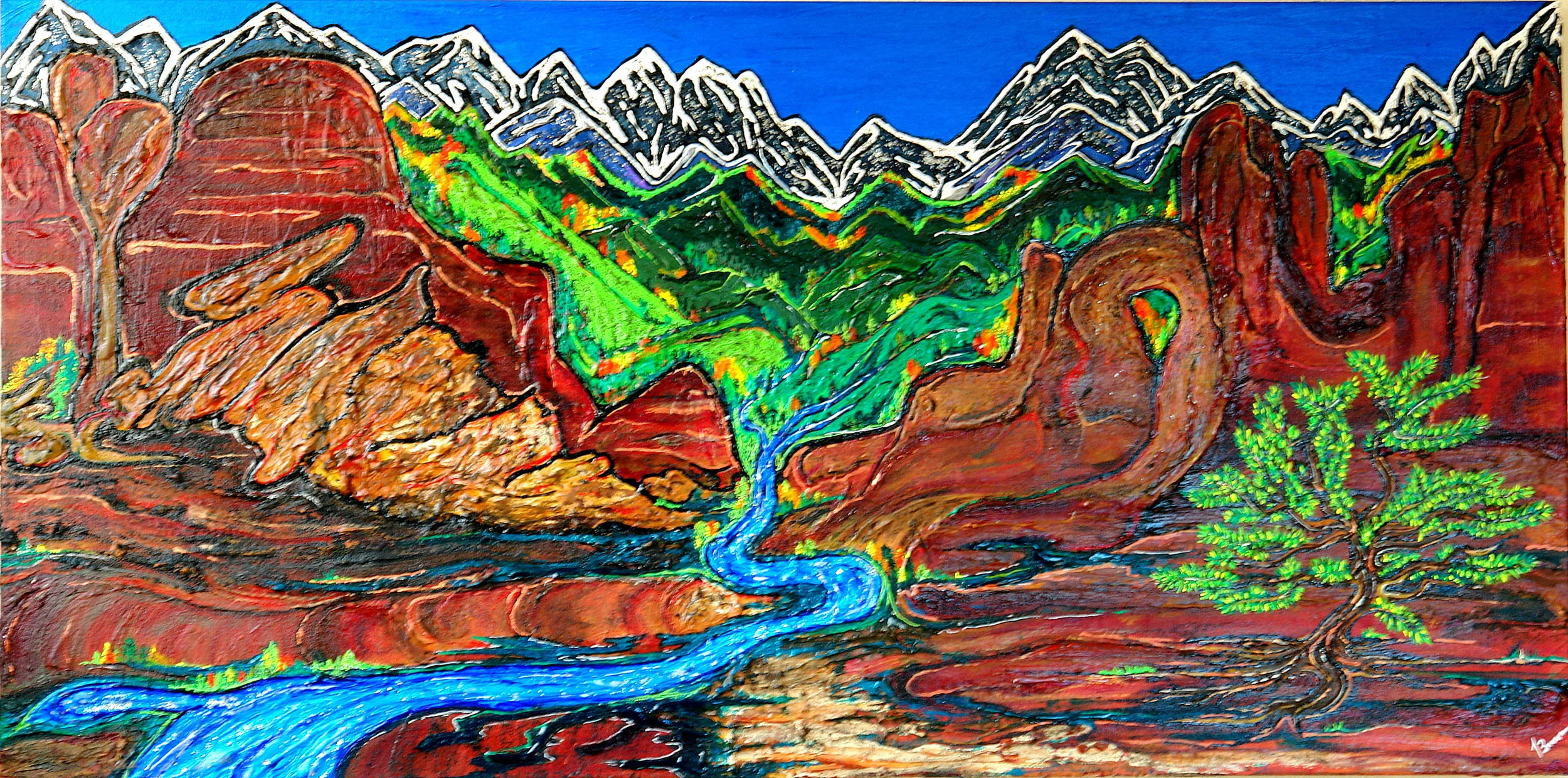 Desert Mountains  Acrylic Canvas 1 1/2'' Deep 24'' Wide x 48'' Tall  $2500.00