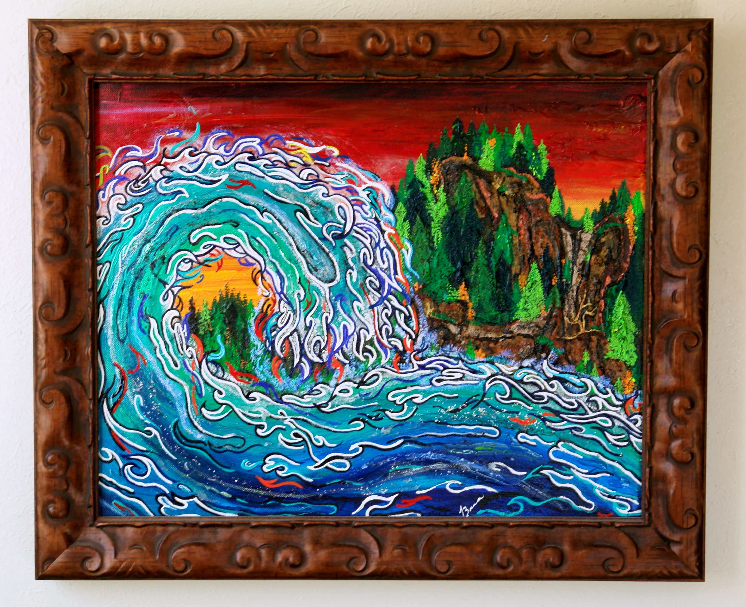 Ocean Curl Framed Acrylic Canvas 20'' Tall x 24'' Wide 1 1/2'' Thick  $450.00