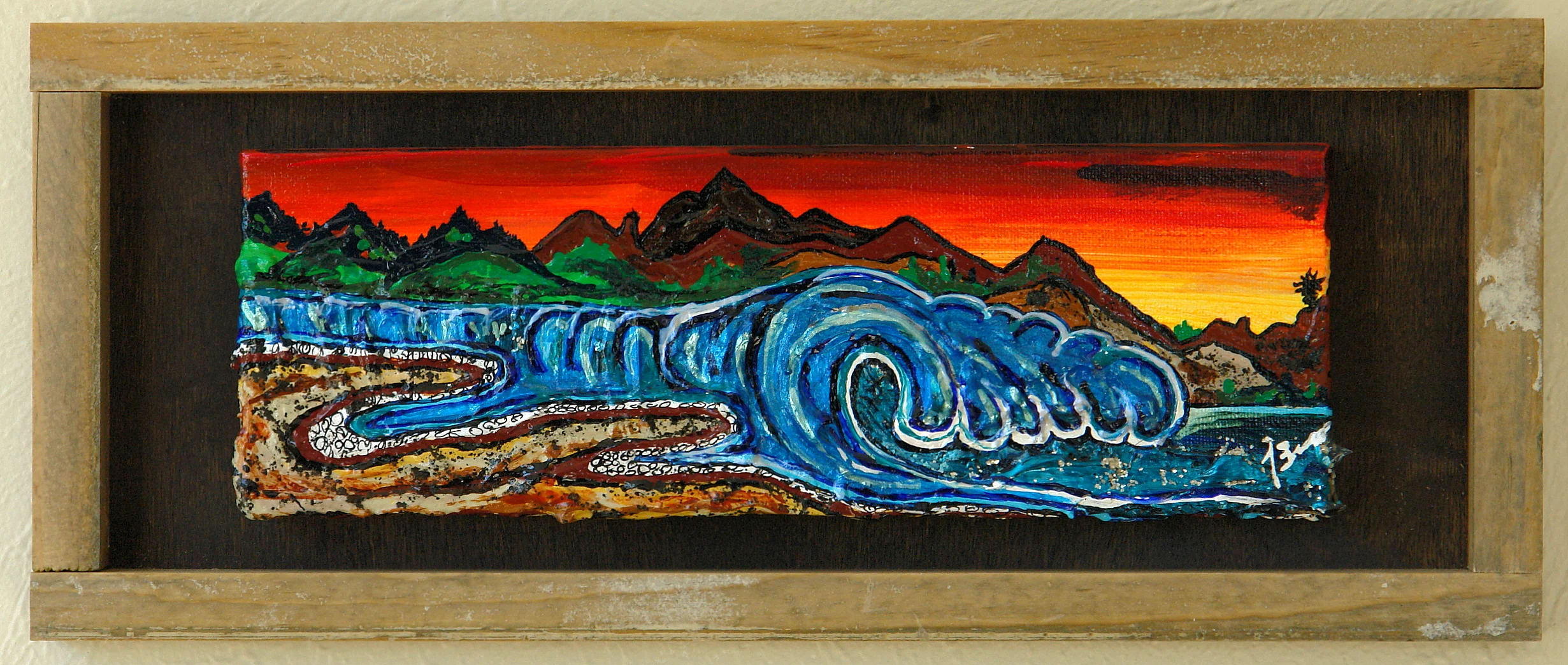 Mountain Ripple Framed Acrylic Canvas 7'' Tall x 16 1/2'' Wide 1'' Thick  $175.00