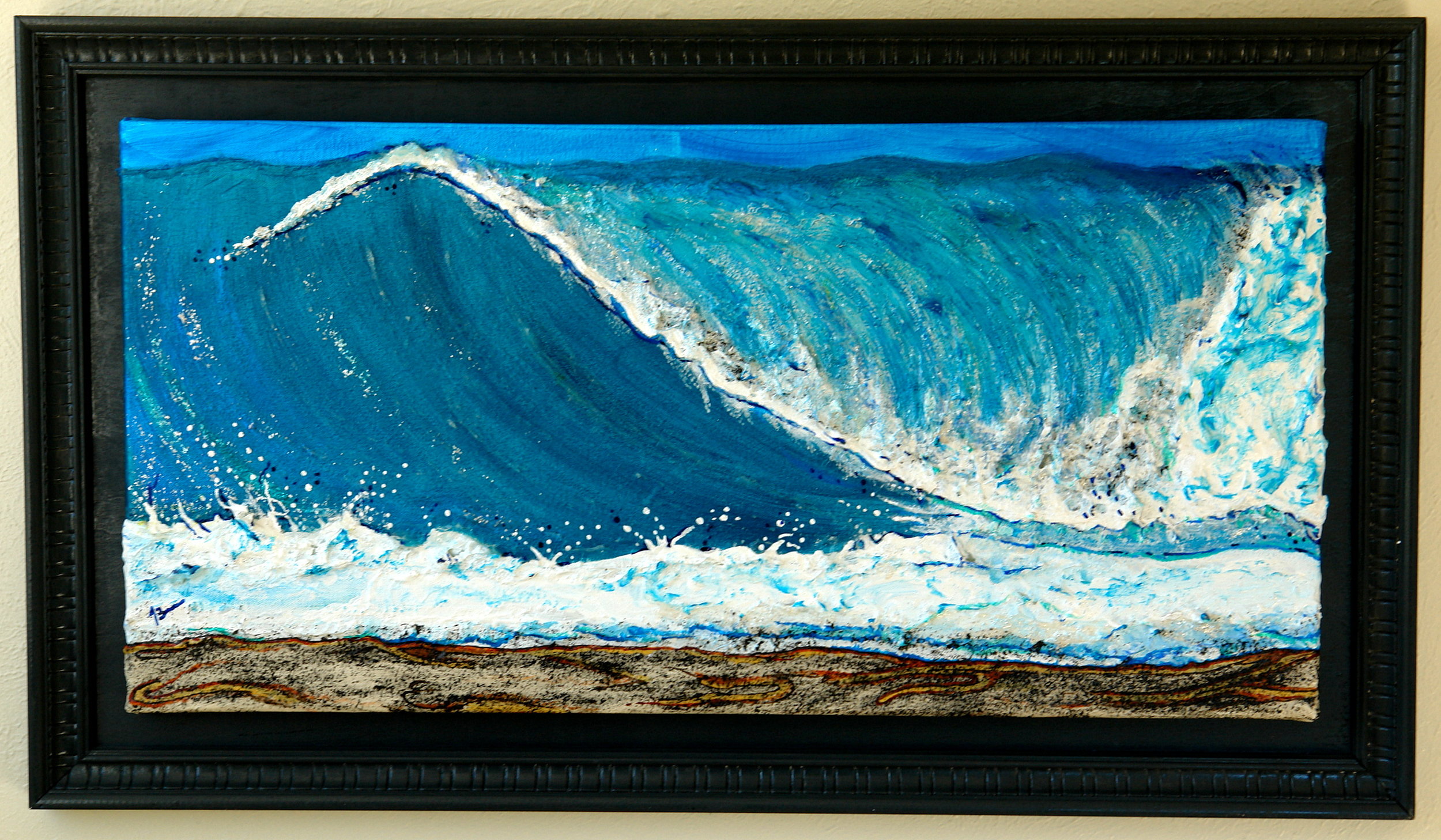 Wave Break  Framed Acrylic Canvas 20'' Tall x 35'' Wide 1'' Thick  $850.00
