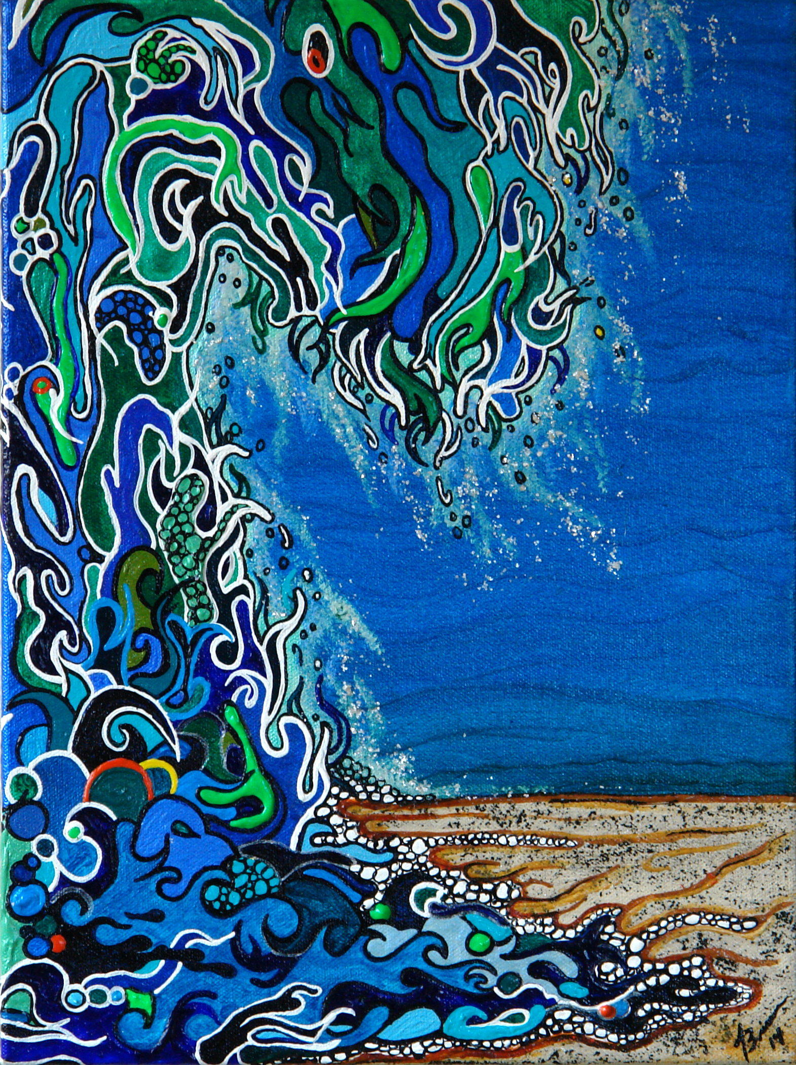 Wave Crest Acrylic canvas  1 1/2'' Deep  16'' Tall x 12'' Wide  $700.00
