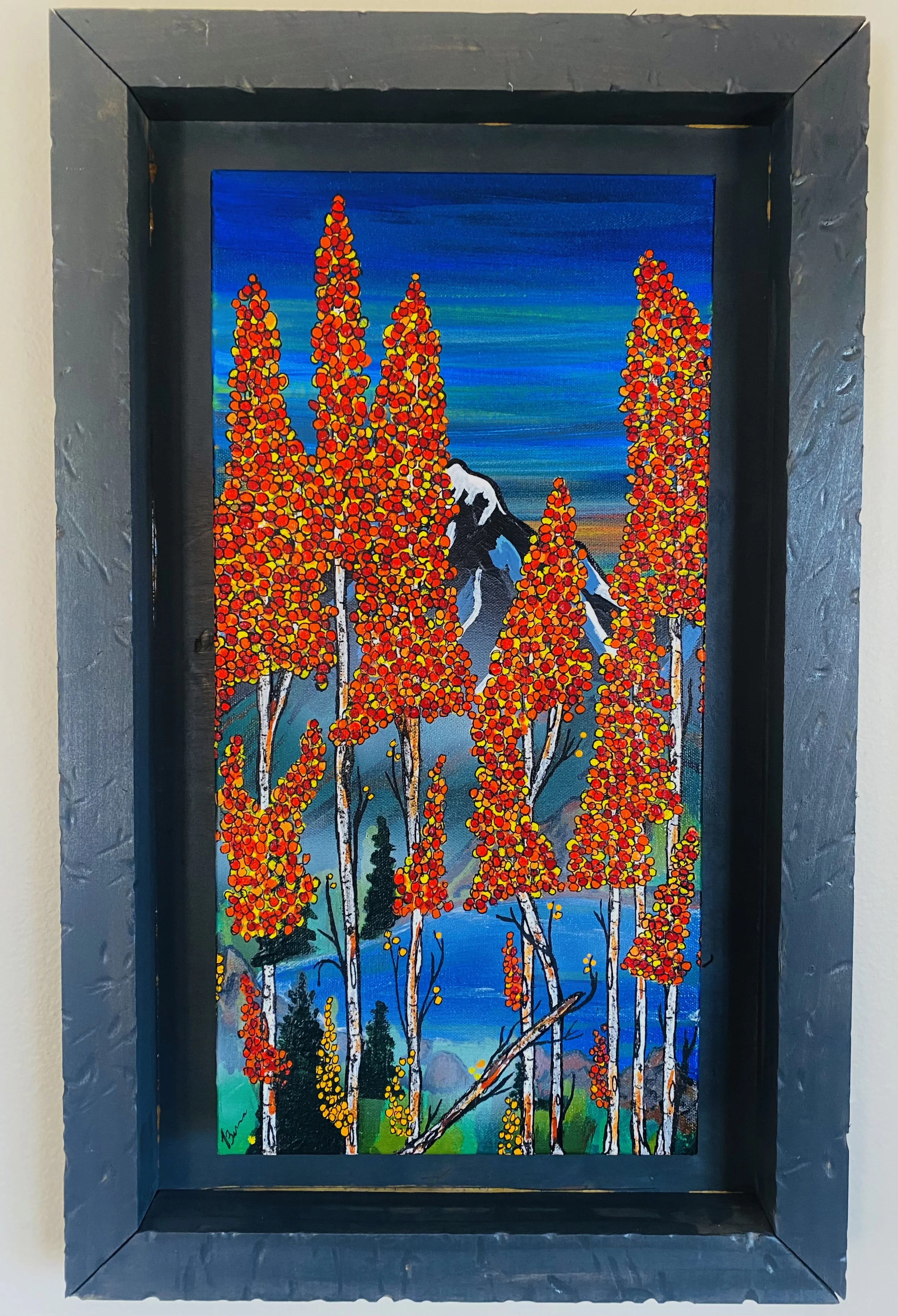 #CF0024  Colorado Fall framed acrylic canvas 1 1/2'' thick  16 1/4'' wide x  26 1/2'' tall  $650.00