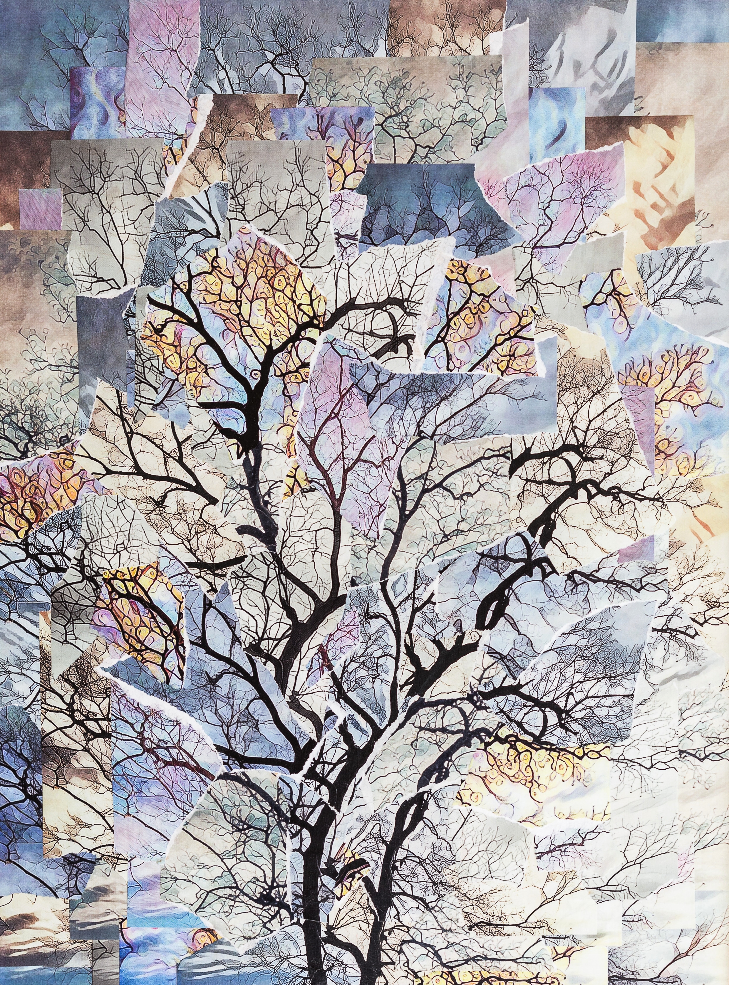 Tangle: A Narrative of Growth - photographic collage on wood with acrylic