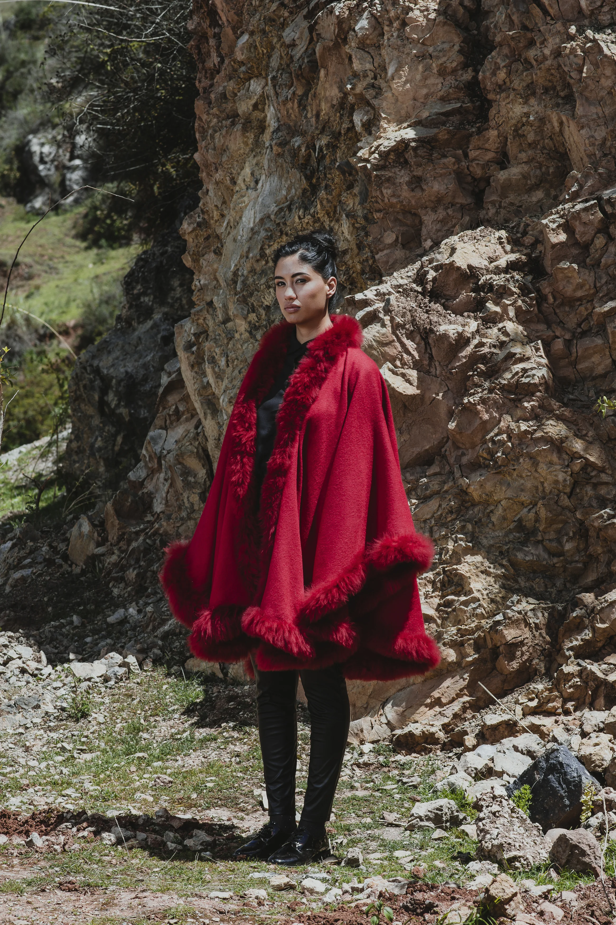 Reina Fur Trim Cape