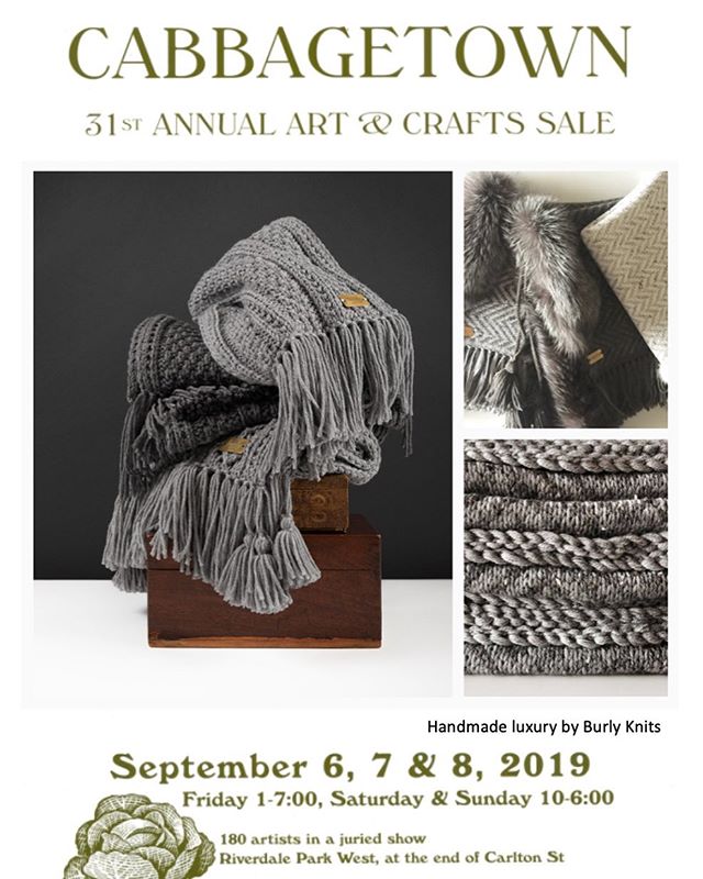 Come and visit Burly Knits showroom booth at the 31st cabbagetown arts festival - September 6-7-8 at Riverdale Farm Park.

#burlyknits #handmade #handmadeluxury #handknit #merinowool #blankets #wool #luxurylifestyle #consciouscreator #localartist #to