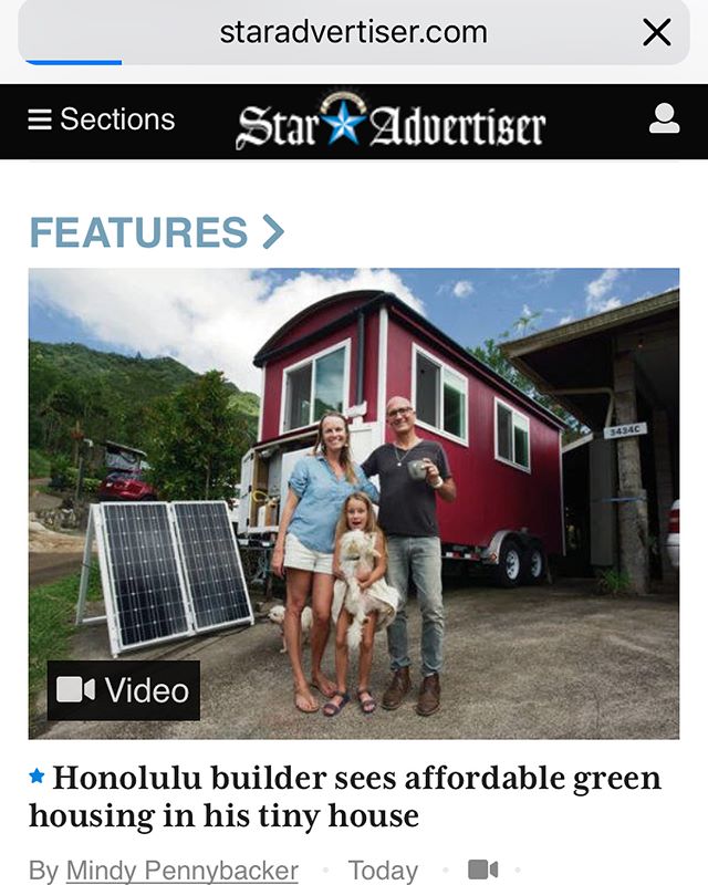 Thanks Mindy and Star-Advertiser for featuring Super Tiny Homes Hawaii in this Sunday&rsquo;s paper! As the Builder, I&rsquo;m excited Tiny Homes are making news in Hawaii 🏡 This model is still available, so feel free to contact me for more informat