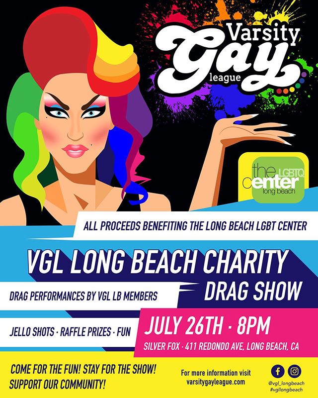 Our 2nd Annual VGL Drag Charity Fundraiser!!! Last year’s was a huge success! All proceeds of the event benefiting @centerlb!! Stay tuned for which VGL members will be performing!!! #dragshow #charity #fundraiser #vgllongbeach #dragqueen #silverfox #jelloshots #raffleprizes #fun #community #lgbtq