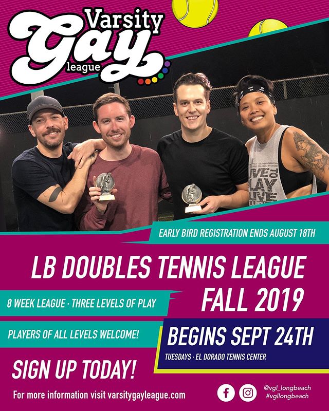 Fall Doubles Tennis! Sign up today! Starts very soon! πͺπ½πΎ #vgllongbeach #tennis #singlestennis #gaytennis #new #tennisleague #gaysports #lgbtq #join #register