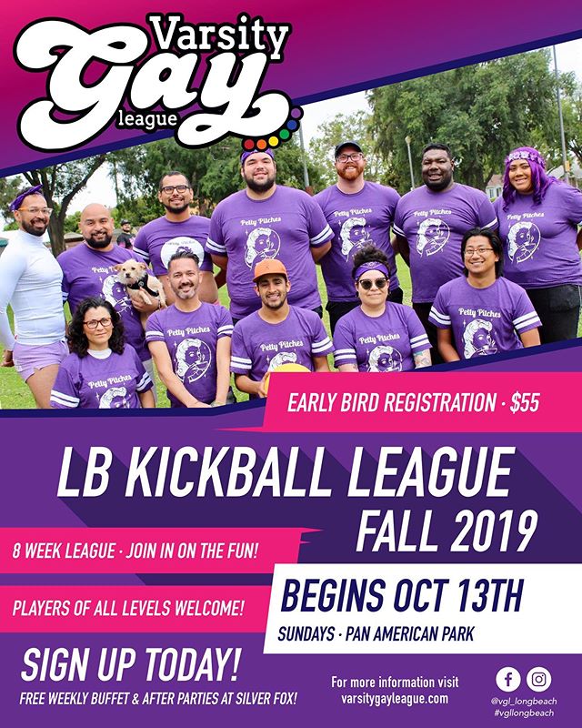 Registration is OPEN for Fall Kickball! #fallleague #varsitygayleague #vgllongbeach #gaykickball #lgbtq #register