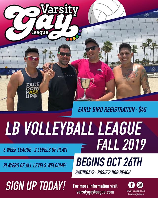 Registration is OPEN for Fall Beach Volleyball! #fallleague #varsitygayleague #vgllongbeach #beachvolleyball #lgbtq #register