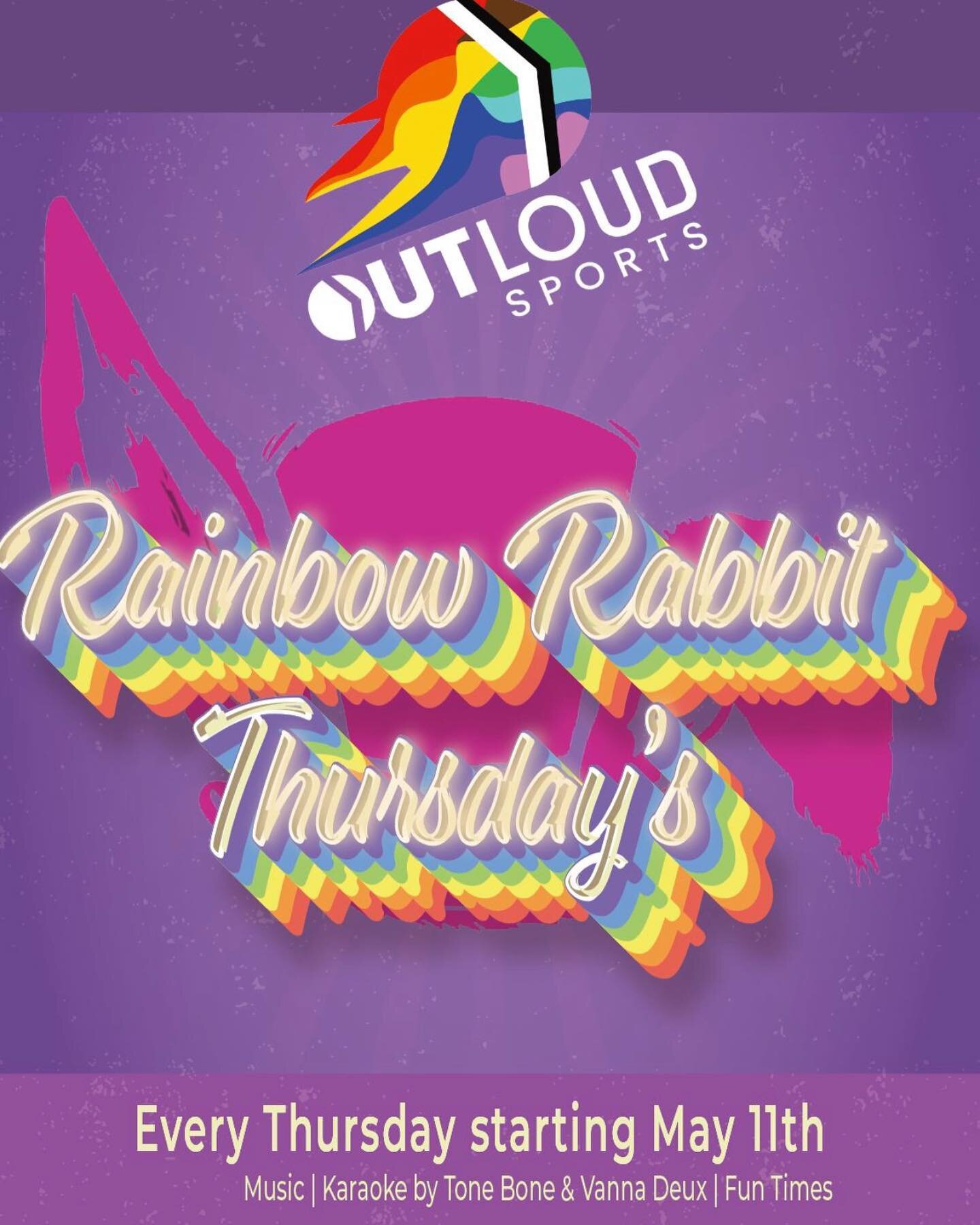 Rainbow Rabbit Thursday&rsquo;s returns May 11th at Jack Rabbit! Karaoke with @vannadeux! All are welcome! Bring your dolla bills!
