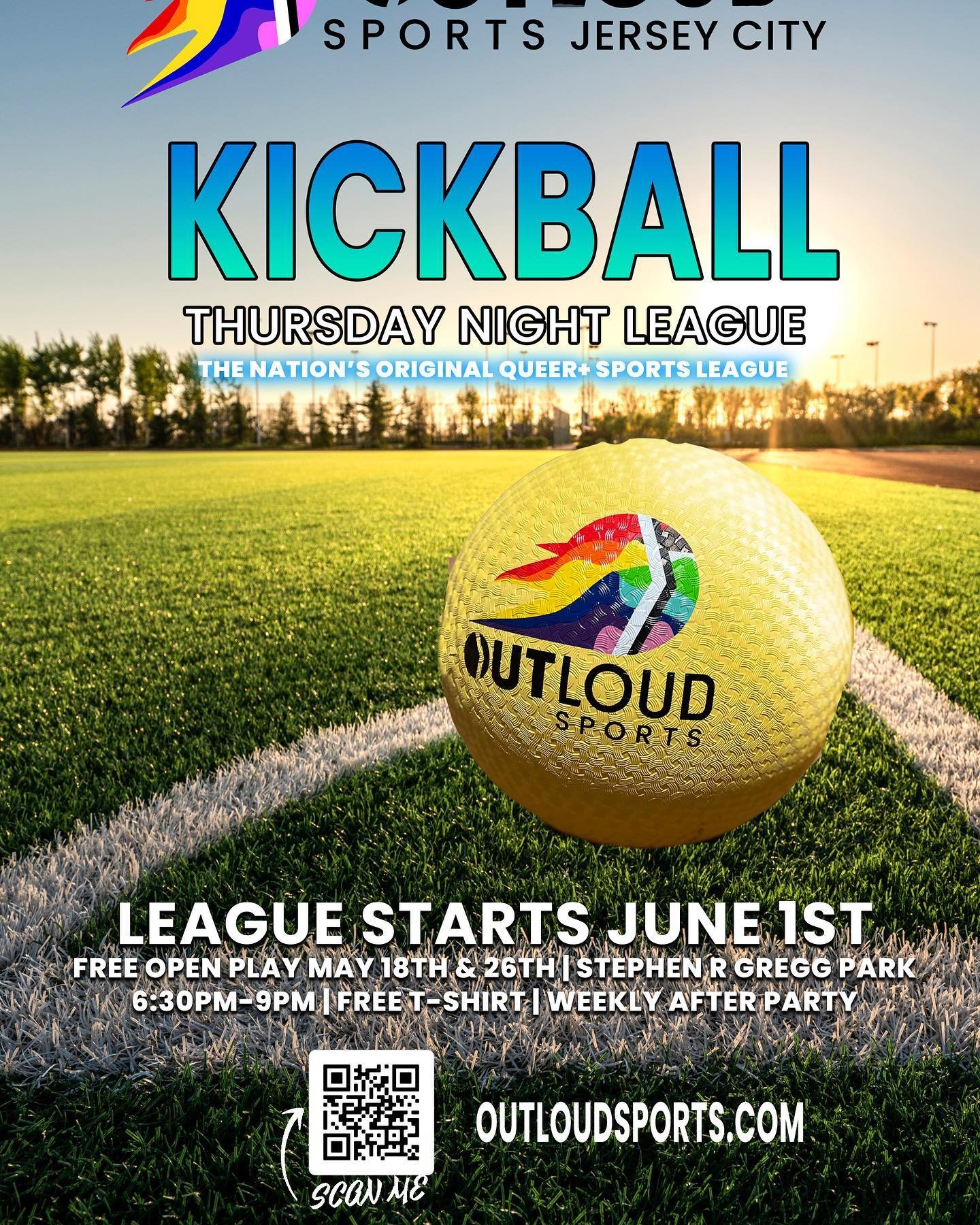 REGISTRATION IS OPEN AT https://outloudjerseycity.leagueapps.com/leagues

Bring a friend, heck start a team! This will be a summer that you won&rsquo;t forget. 

🔴🟠🟡🟢🔵🟣⚫️🟤
Starting June 1st

8 Week League + 2 Free Open Plays (May 18th and 25th