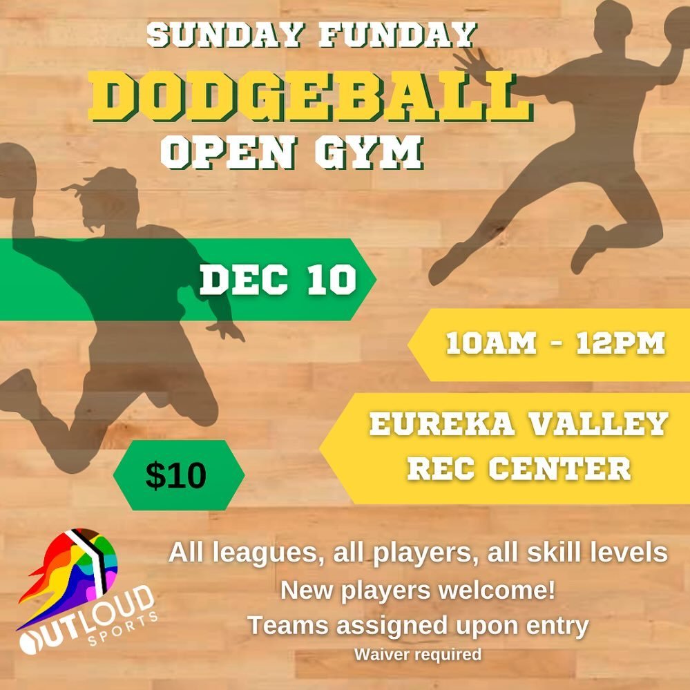 Had so much fun on Sunday so we&rsquo;re doing it again! Join us Sunday, Dec 10 from 10am-12pm. No registration required. Just show up! 

@outloudsports #bayareadodgeball #dodgeball #yesnewfriends #queersports #sf
