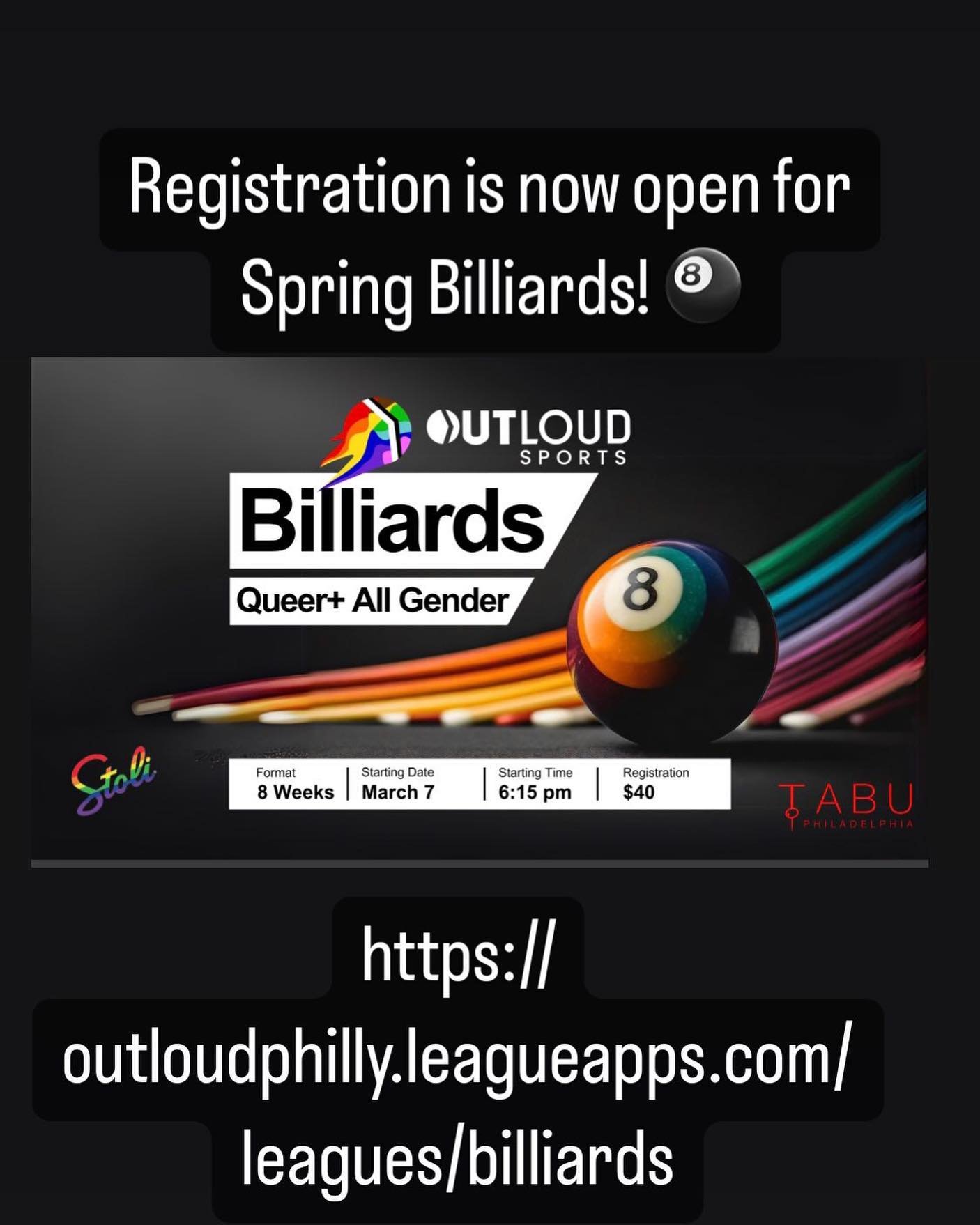 Spring Billiards has sprung upon us! Sign up today, Cash Prizes for Top 2 teams at end of season tournament! Registration link in bio.