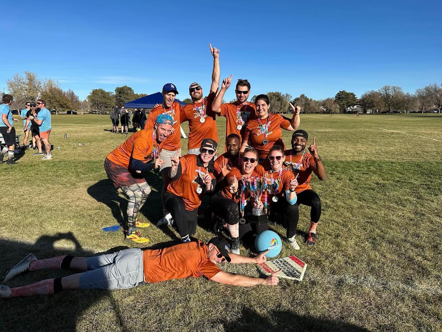 Another kickball season comes to an end.  Congratulations to our champs, Pumpkin Spice and Flamin&rsquo; Hot Kicks.  Thank you to all of our players! We cannot wait for spring!!!!!