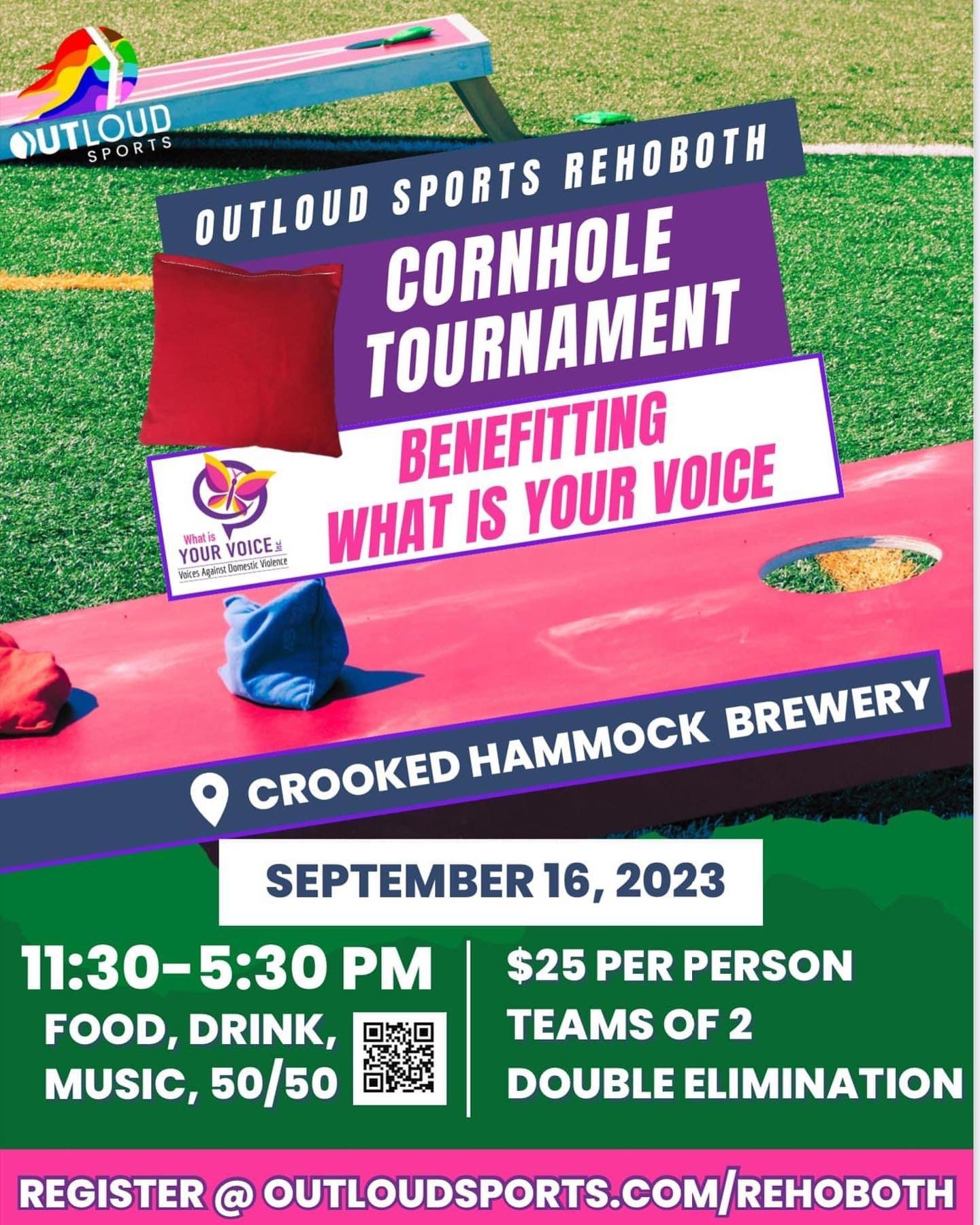 Don&rsquo;t Miss Out on what&rsquo;s going be the biggest End of Summer Party!!�

Join us on September 16th 2023 from 11:30am-5:30pm at Crooked Hammock Lewes for our First Ever Benefit Cornhole Tournament benefiting What is Your Voice Inc.!!

The eve