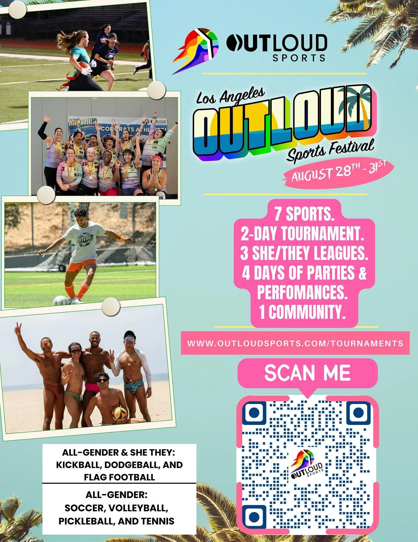 Spots are filling up fast for THE sports party of the summer! Only 1 All Gender kickball team spot and 2 She They team spots remain for Kickball! Dodgball, beach volleyball, soccer, football, pickleball, and tennis available as well!

REGISTER HERE: 