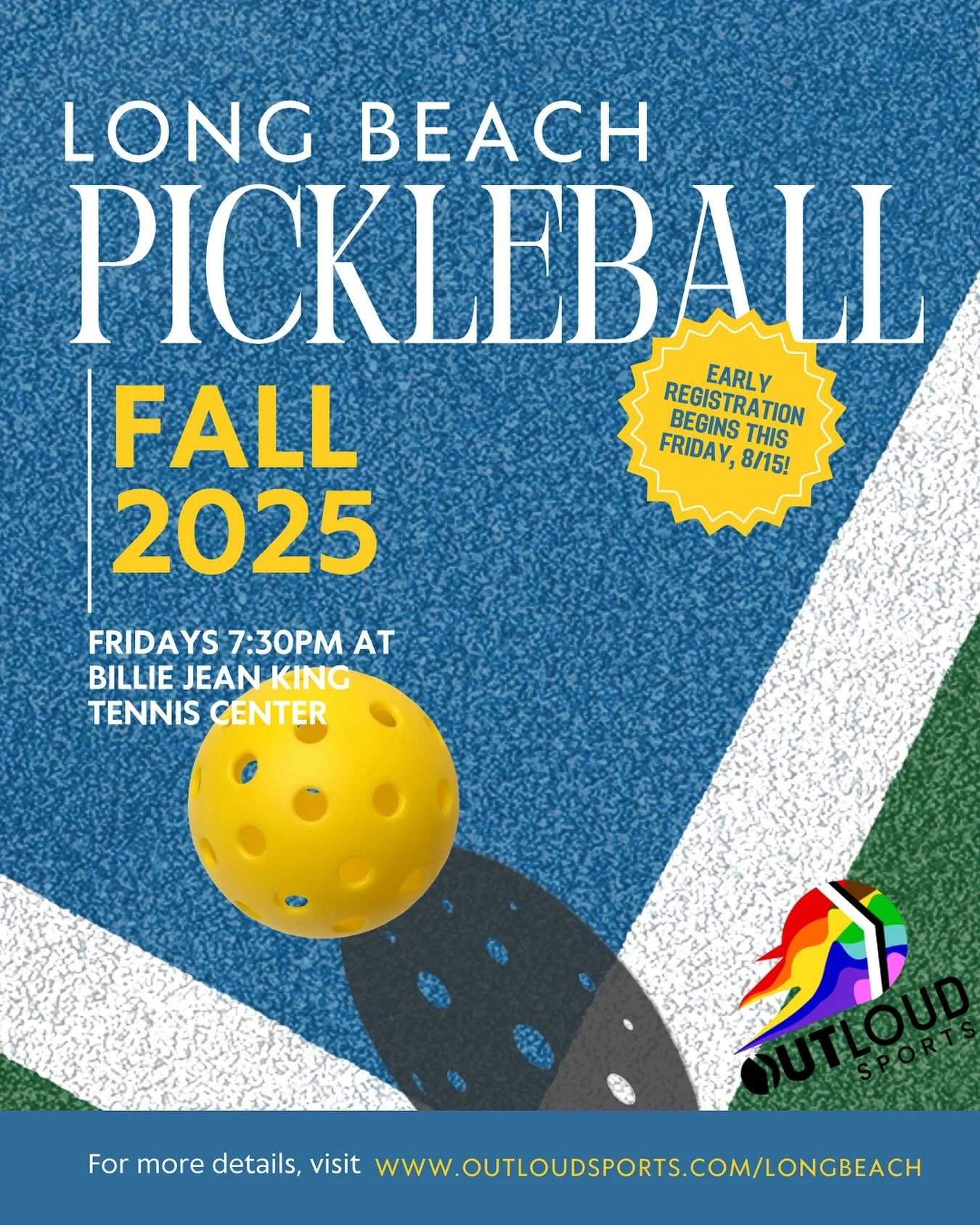 🏓 That&rsquo;s right!!! It&rsquo;s finally HERE!!! 🌈OLS Long Beach is THRILLED to announce our very first PICKLEBALL league, starting this FALL!!!🍂

🗓️Games will be on Fridays from 7:30-9:30p
🎾They will be hosted at Billie Jean King Tennis Cente