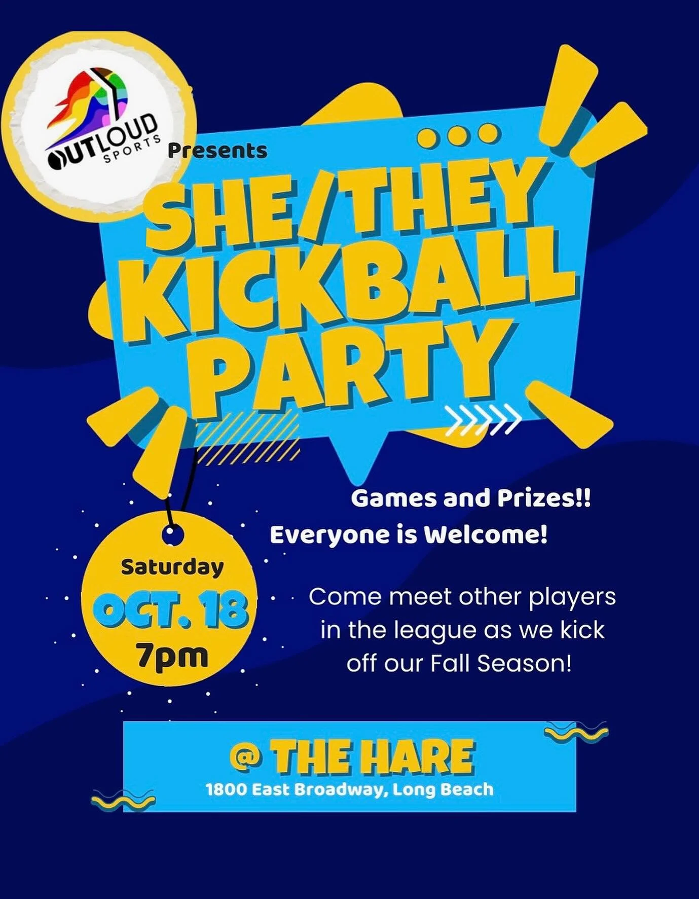 Join the fun as we kick off another amazing season of She/They awesomeness! We&rsquo;re proud to partner @theharelb 🐰for our Long Beach She/They Kickball mixer tomorrow night! 😎All are welcome as we celebrate our athletic inclusivity! See you there