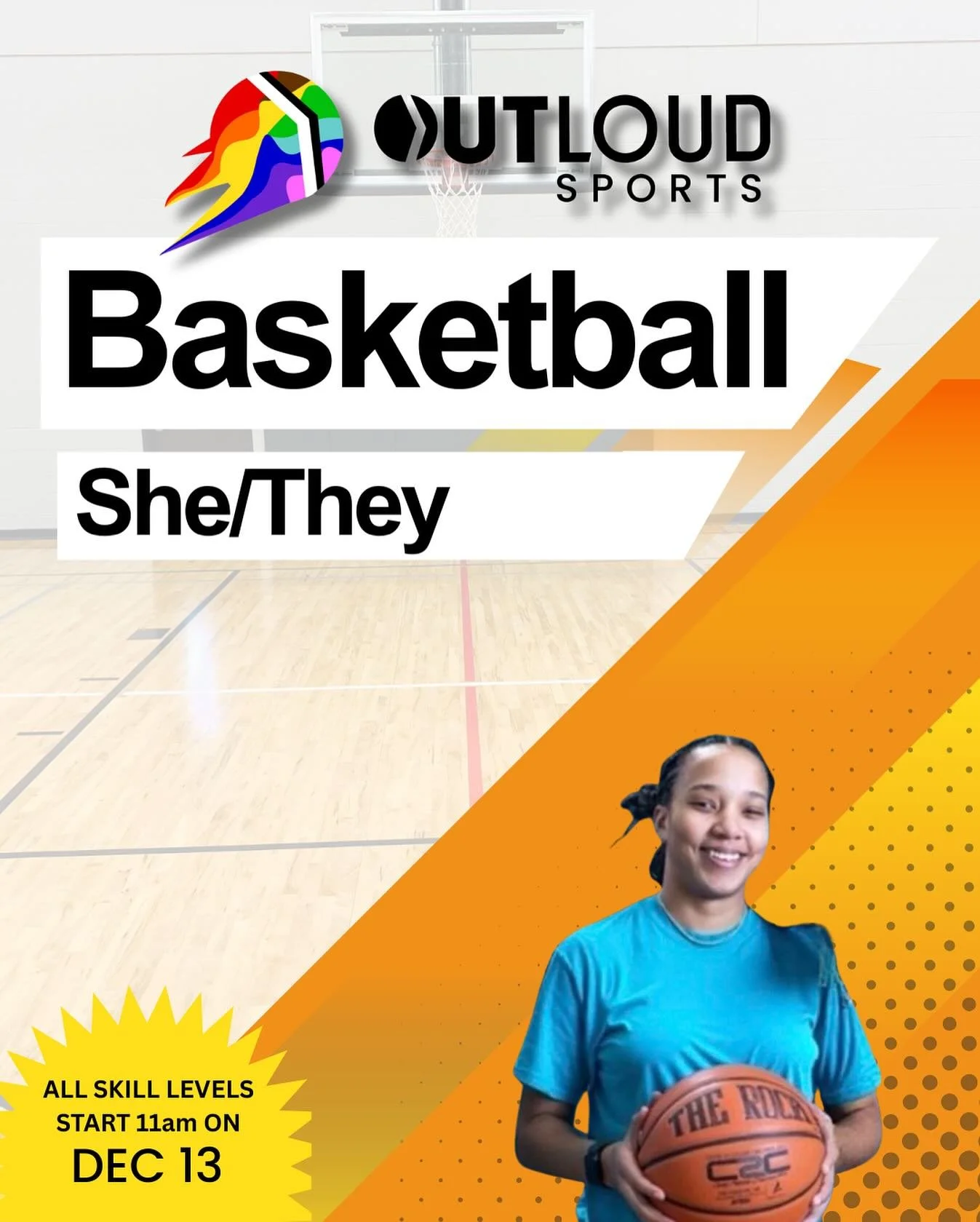 OutLoud Sports Charlotte: Winter 3v3 She/They Basketball League
🔴🟠🟡🟢🔵🟣🟤⚫️ Registration link in bio! 

Open Play Date: 12/6/25
Season (Week One) Starts Sunday, December 13th
10 Weeks including our open play
Location: Mosaic Church Gym
3 players