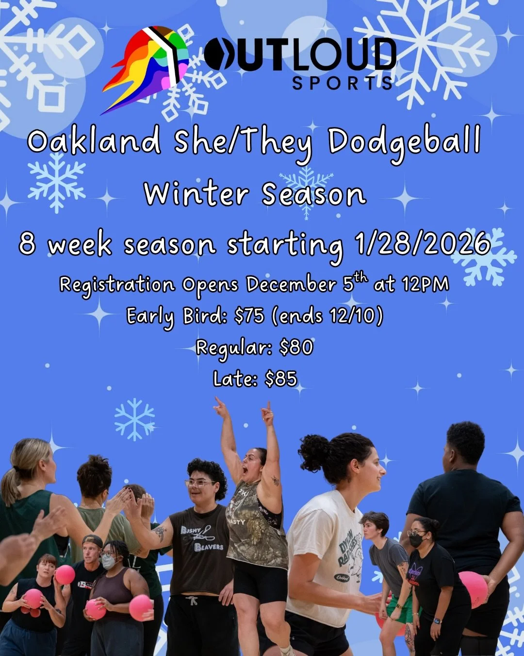 🚨Winter She/They dodgeball registration opens on FRIDAY, DECEMBER 5TH AT NOON🚨

We still have a long break, with our 8-week winter season kicking off on January 28th - playing every Wednesday night from 7-9PM.

Early bird fee: $75 (ends on December