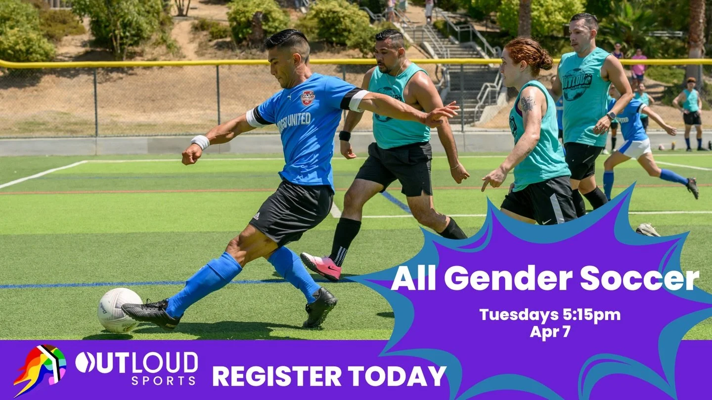 OUTLOUD SPORTS SAN DIEGO. ALL GENDER SOCCER ⚽️ REGISTRATION IS OPEN!!! 
.
.
.
.
.
#outloudsports #outloudsportssandiego #gaysports #queersports