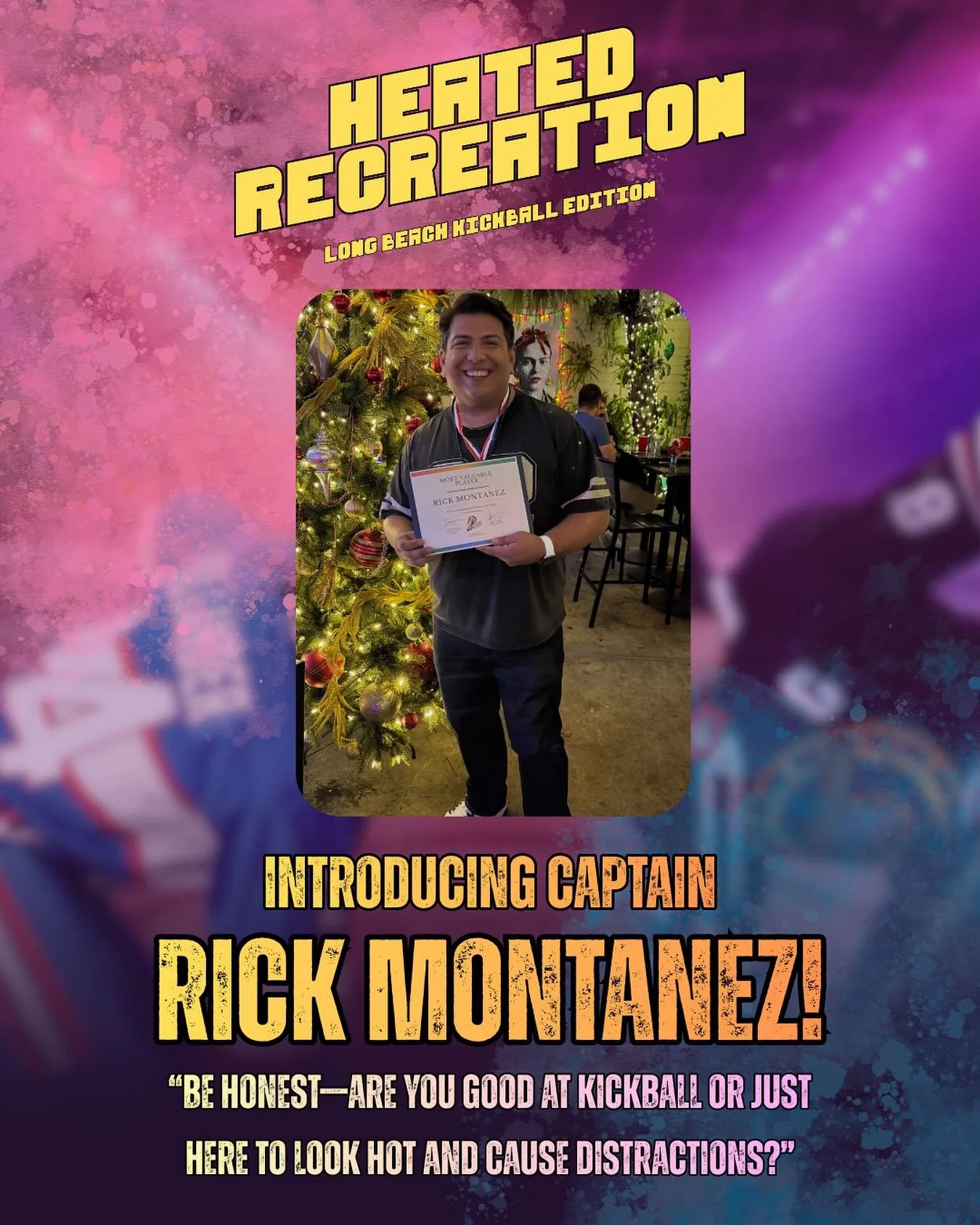 Straight from CBS News to his own HBO Max series (someday anyway)! Welcome our newest Captain, Rick Montanez! 🔥 Rick has been playing kickball since 2023, when he was on Hall of Flamers and recently on Ay Guey&rsquo;s MVP! Are you gonna be at his NC