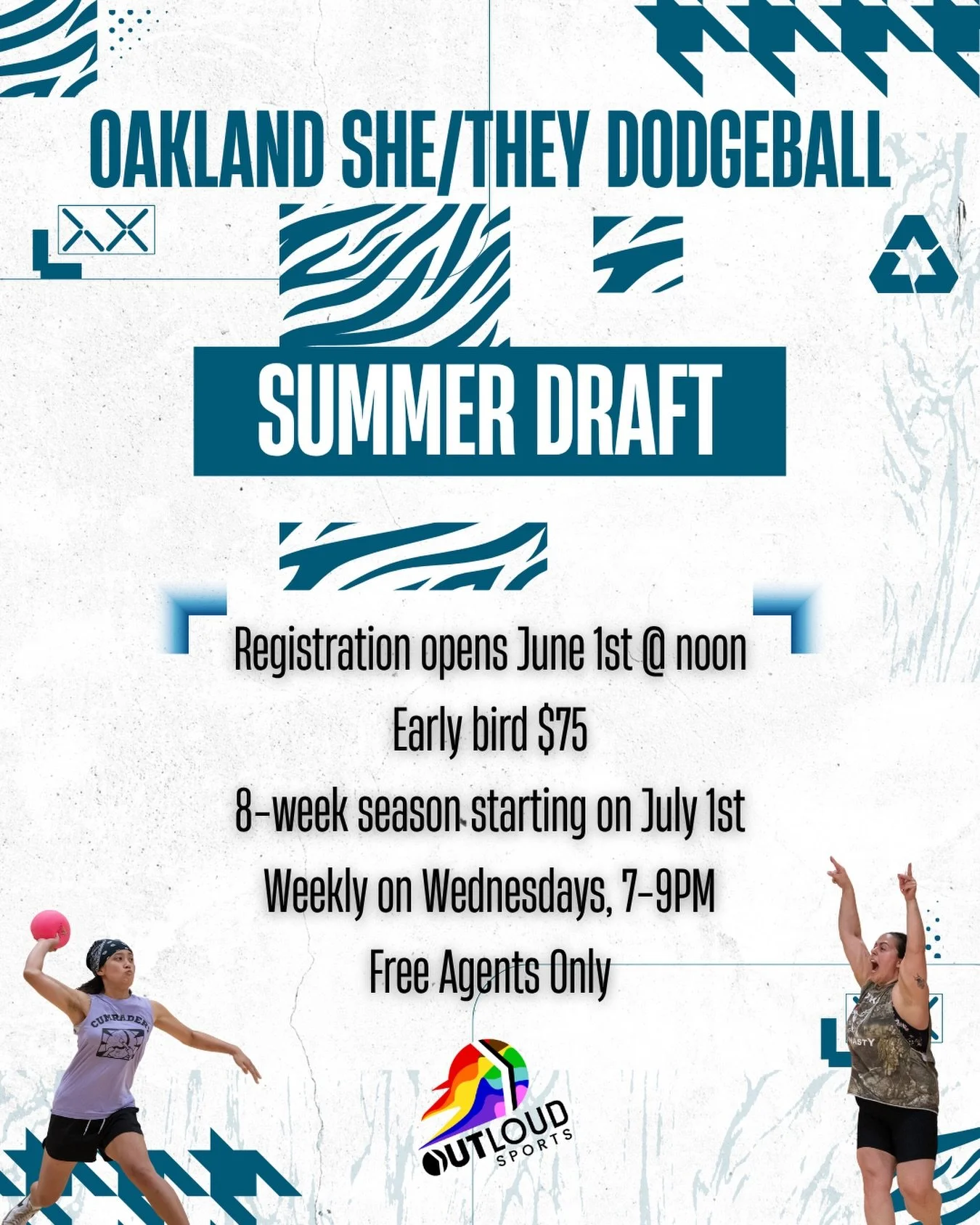SUMMER SEASON REGISTRATION OPENS MONDAY, JUNE 1ST AT NOON ☀️
- Everyone signs up as a Free Agent (no small groups)
- Early bird price ends on June 5th
- Weekly play every Wednesday from 7-9PM starting in July 1st and running until August 19th.
- Regi
