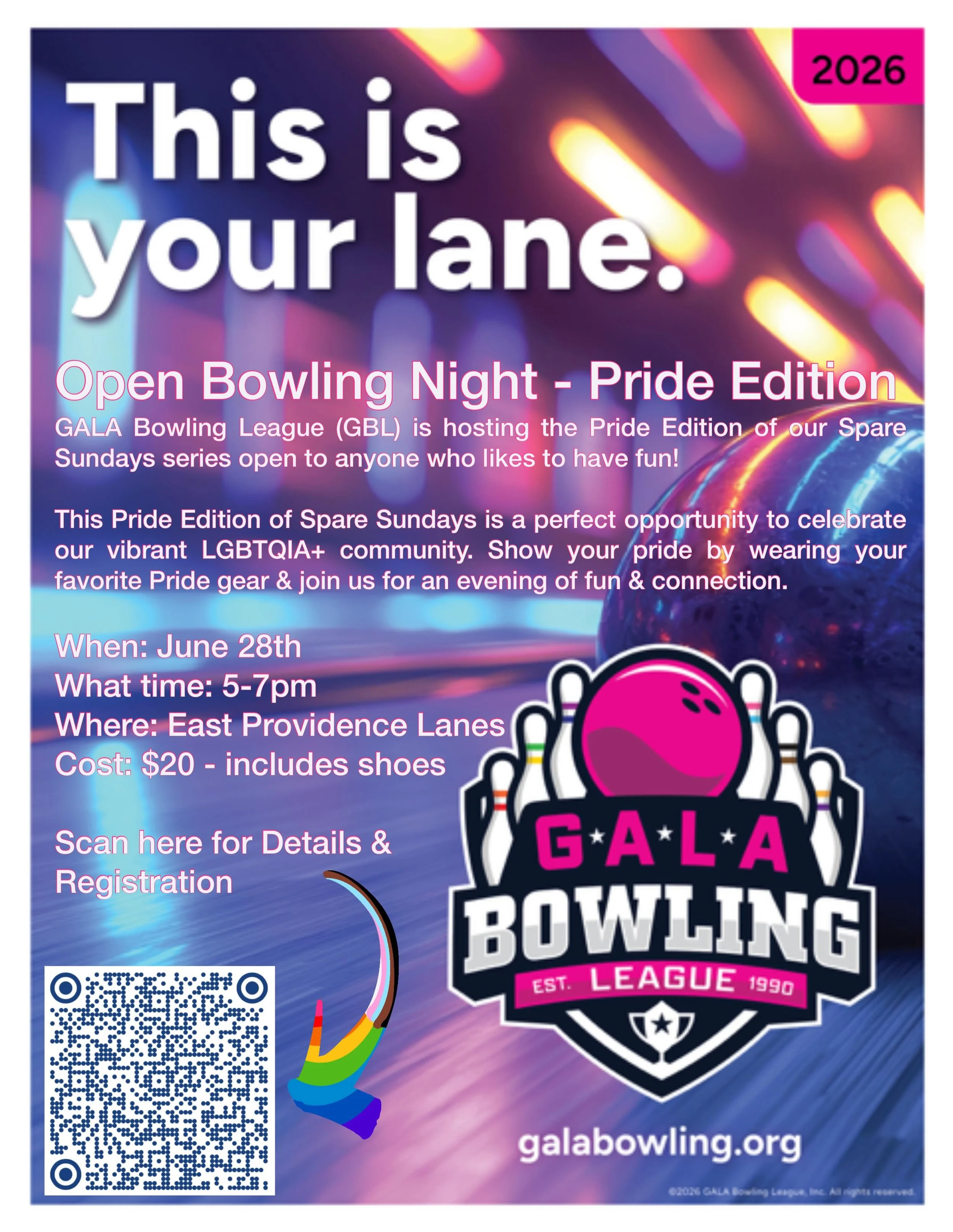 Feel like bowling this Pride? Join @galabowling for their yearly Pride Open Bowling Night!