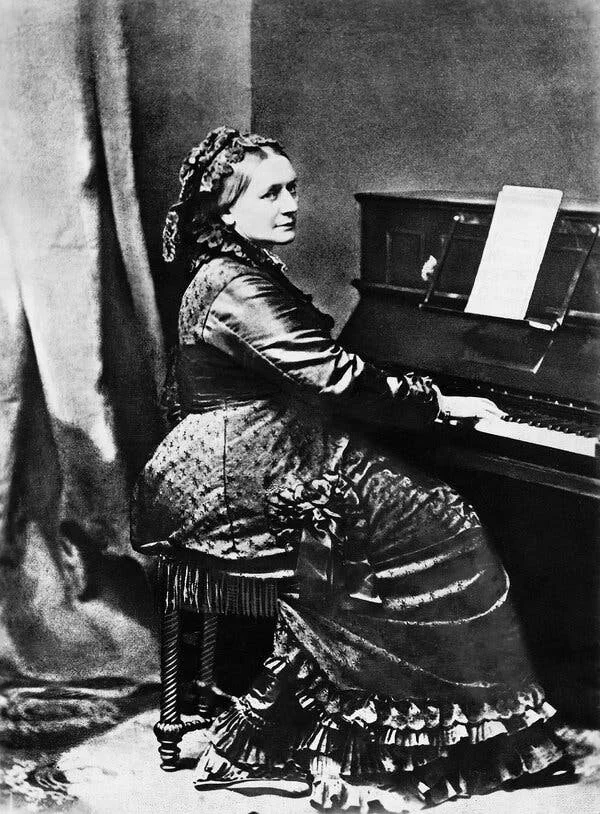 Photograph of Clara Wieck Schumann at the piano
