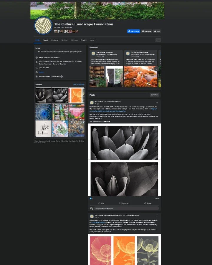 The Culture Landscape Foundation's silent auction ends today.
I have a couple of photos in the auction.