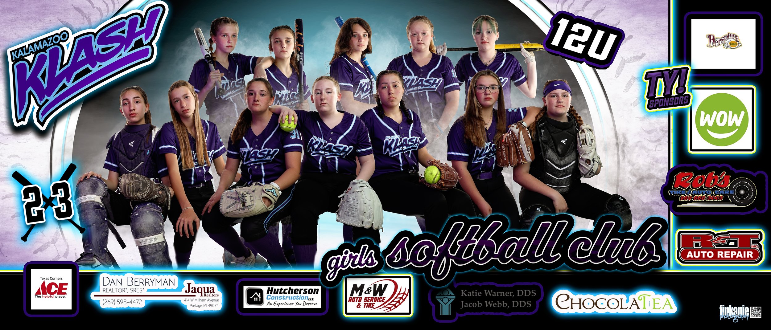  Kalamazoo Klash 2023 Team Photo - Hype Softball Team Photo with sponsorship 