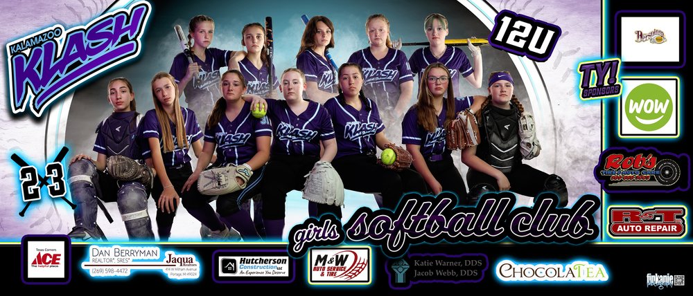  Kalamazoo Klash 2023 Team Photo - Hype Softball Team Photo with sponsorship 