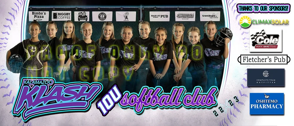  Kalamazoo Klash 10U Team Photo with Sponsors - 2022-2023 season 