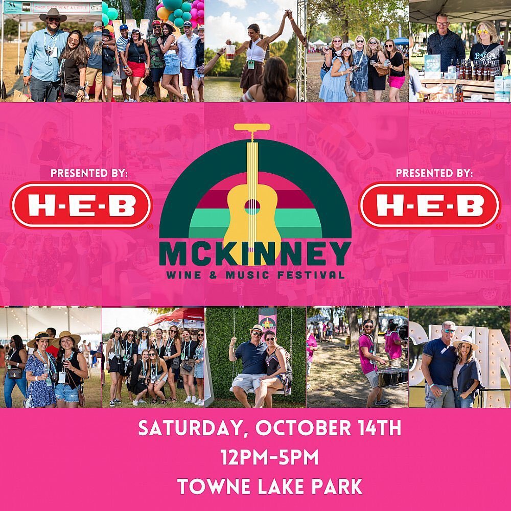 The weather looks amazing for the Mckinney Wine &amp; Music Festival Presented by @heb tomorrow! ❤️🥂🎶🍷 We&rsquo;ve got a fabulous event lined up including fantastic boutiques, live music all day, hundreds of wines to taste and delicious cuisine fr