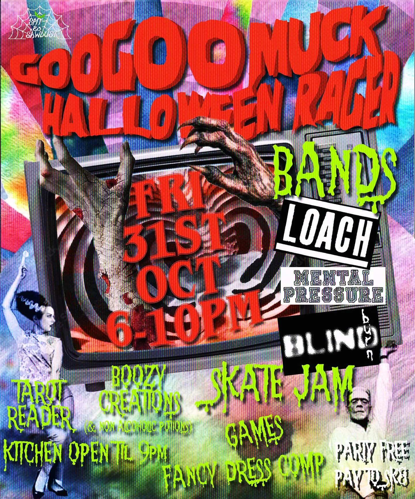 BIG BIG NIGHT!! Halloween lands on a Friday this year and we are throwing a full on old fashioned rager! 3 explosive hardcore bands @loachpv @blindburn @silentkillcdf , cocktails, food, games, Tarot readings by the_activist_witch, skate jam with priz
