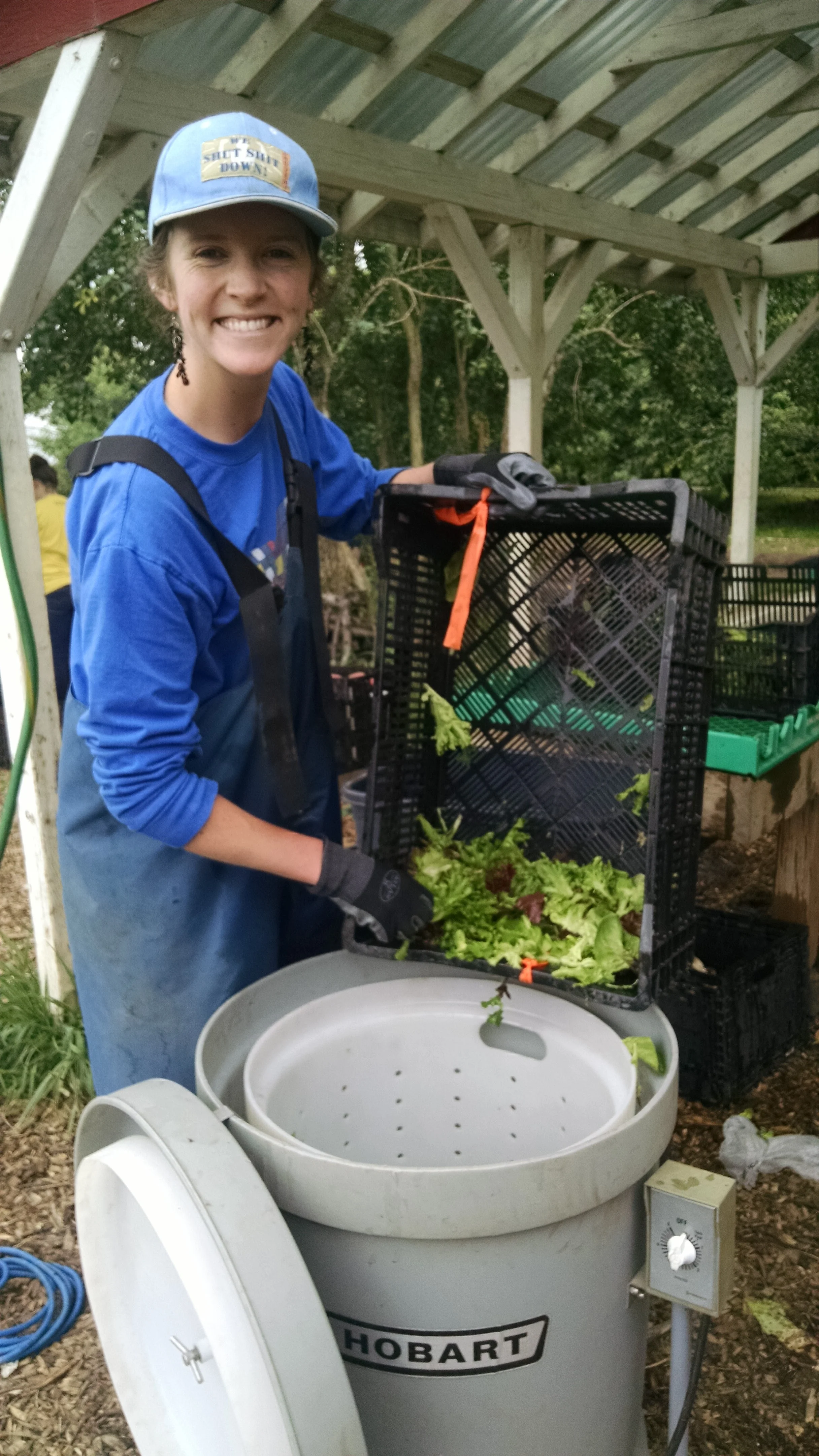 2017 intern Clara processing salad mix 