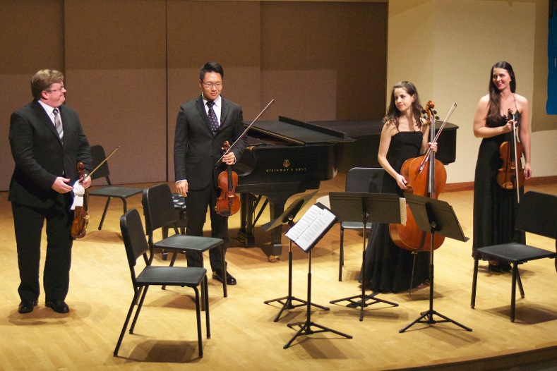 Performing Kodaly’s Second String Quartet with Carlyn Kessler, Kristin Jones, and our mentor Martin Beaver at the 2014 Toronto Summer Music Festival.